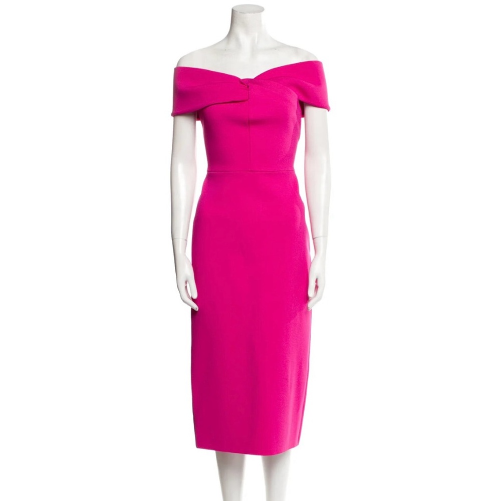 St John midi length off the shoulder hot pink dress - size 4, NWOT